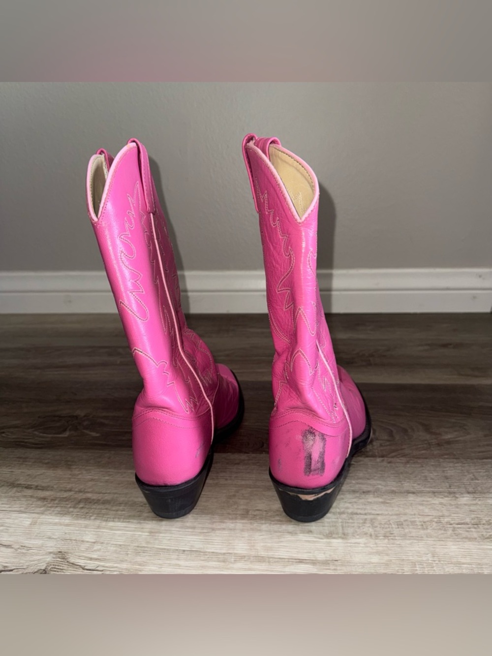 Pink Authentic Genuine Leather Cowboy Boots - Picture 3 of 11